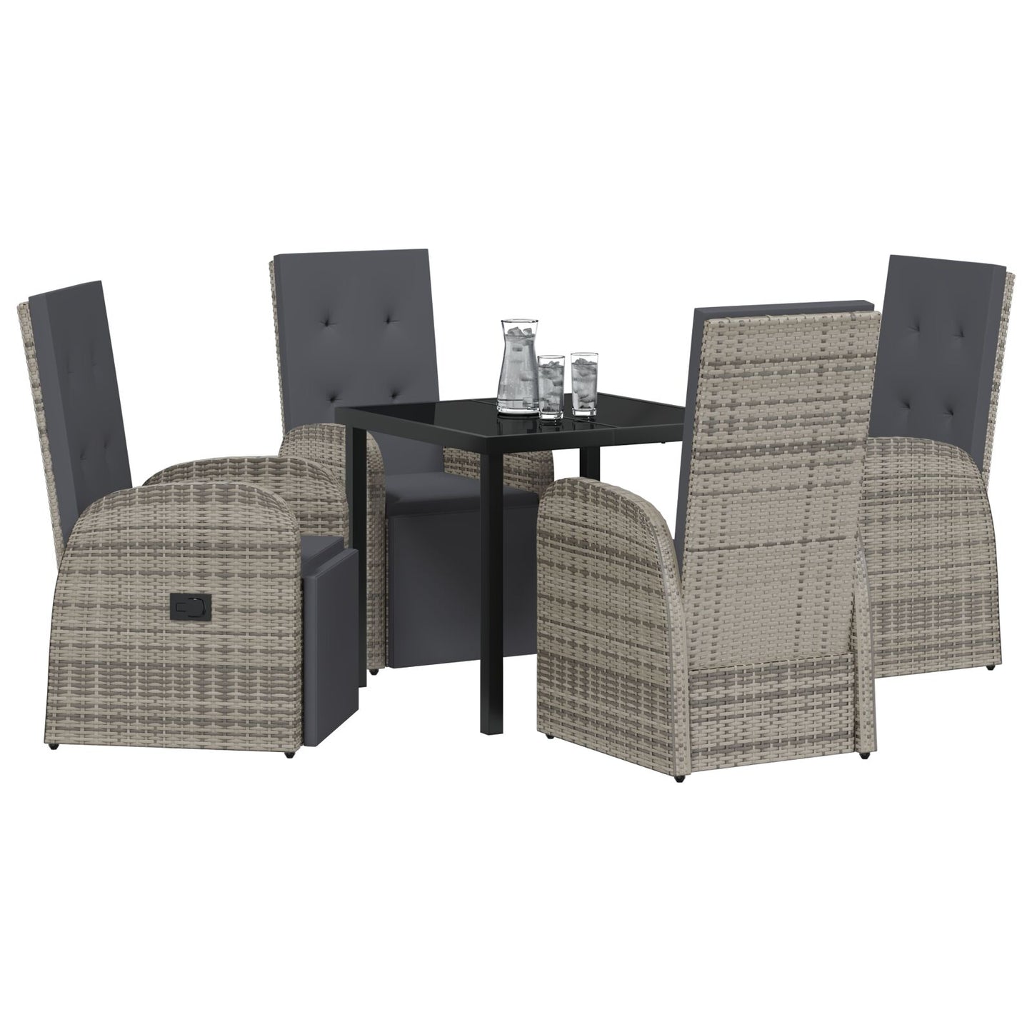 5-Delige Tuin Eetset Met Kussens Grijs Poly Rattan