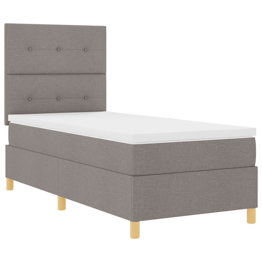 Boxspringbed Met Matras Taupe Eenpersoons Stof Blauw