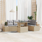 Garden Sofa Set with Storage 6 pcs Beige Poly Rattan