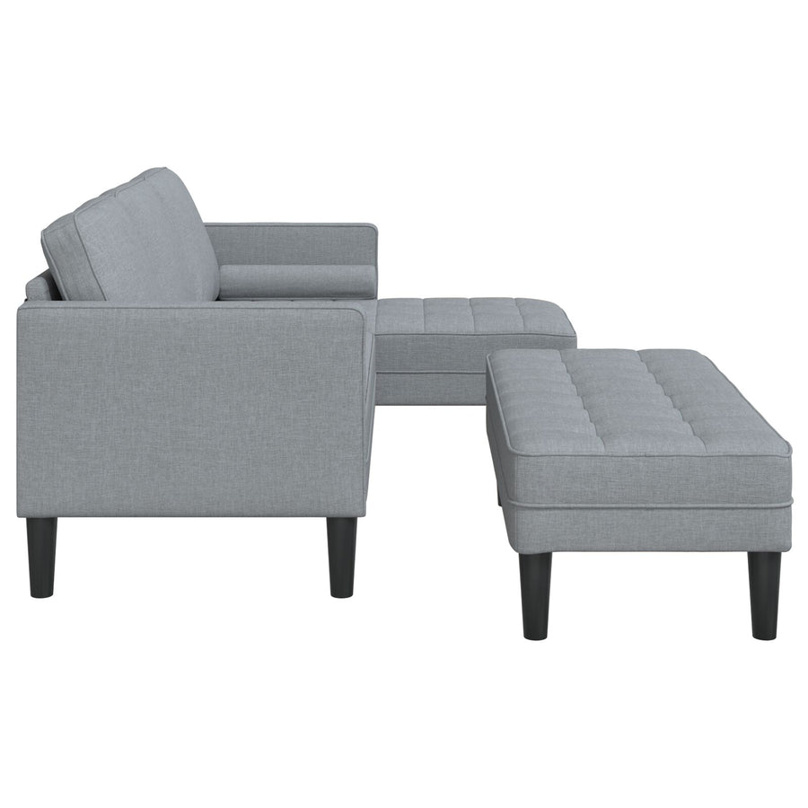 2 Delige Sofa Set Met Kussens Stof Licht grijs L-vormige sofa + bank