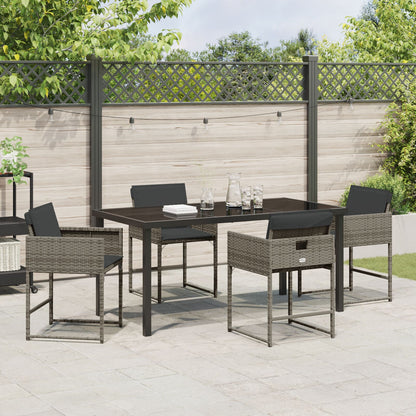 5-Delige Tuindining Set Met Kussens Grijs Poly Rattan