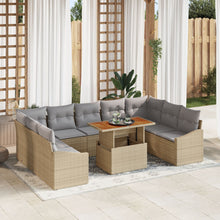10-Delige Tuin Sofa Set Met Kussens Beige Poly Riet