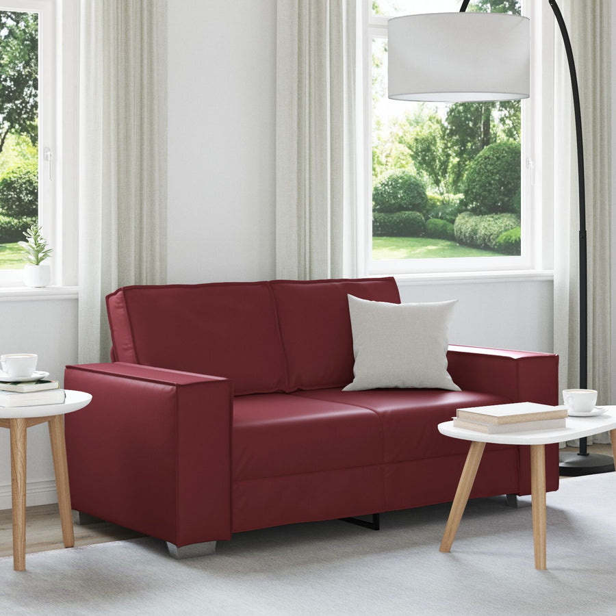 Loveseat Bank Faux Leer Wijnrood 120 cm