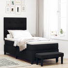 Box spring bed with mattress with headboard Black 90 x 190 cm Fabric