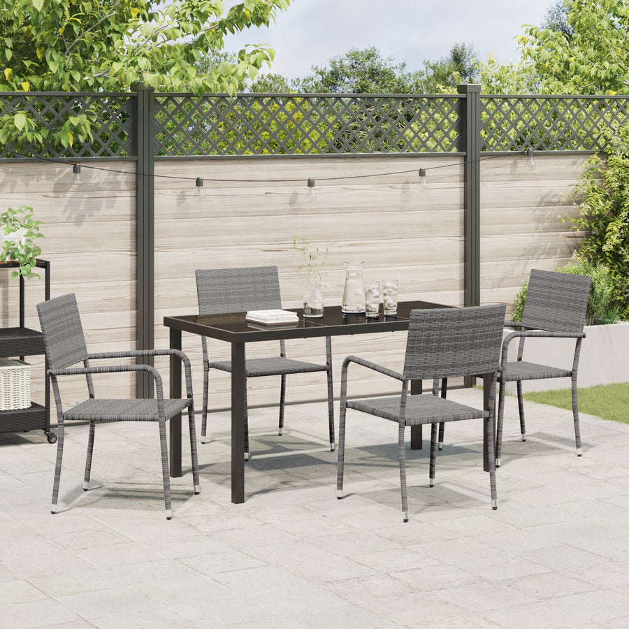 5 Delige Tuinset Grijs Poly Rattan