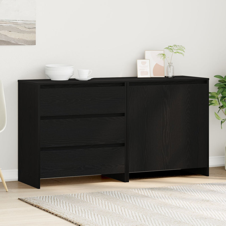 2-Delige Dressoirs In Zwart Eiken Hout