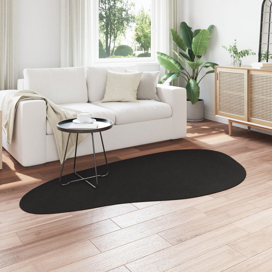 Vloerkleden Polyester Decoratieve Inzetstukken Zwart 100 x 200 cm Ovaal-golfrand