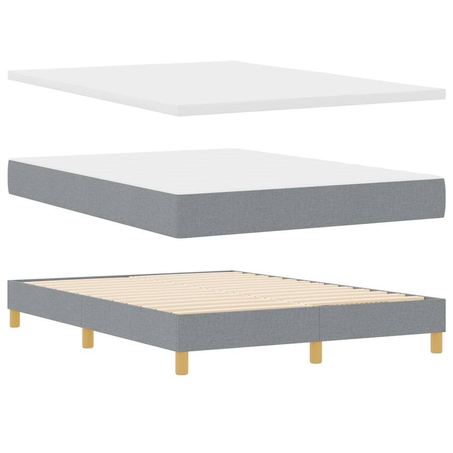 Boxspring Bed Met Matras Stof Lichtgrijs 160 x 200 cm Knopen tufted