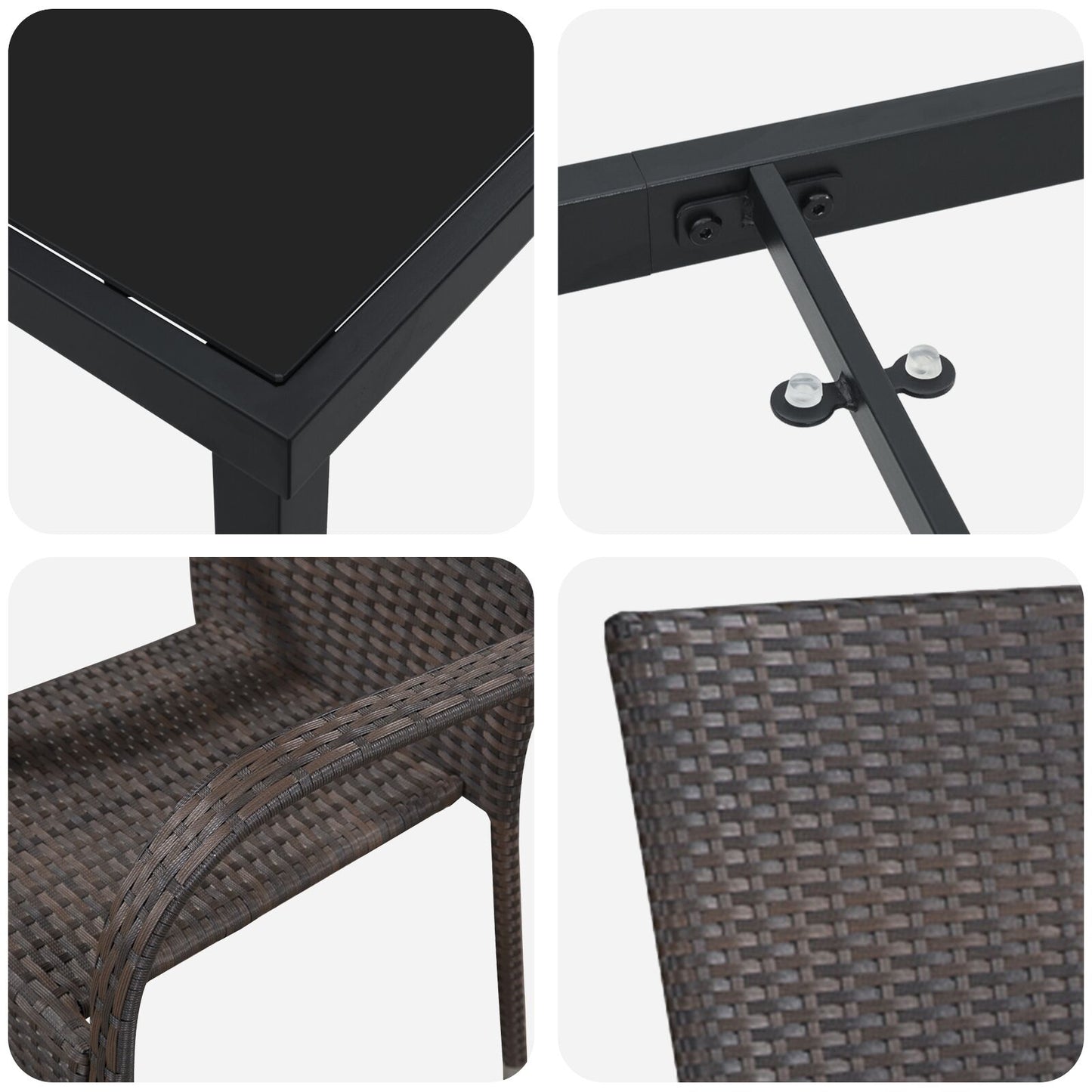 7-Delig Tuin Eetset Bruin Poly Rattan