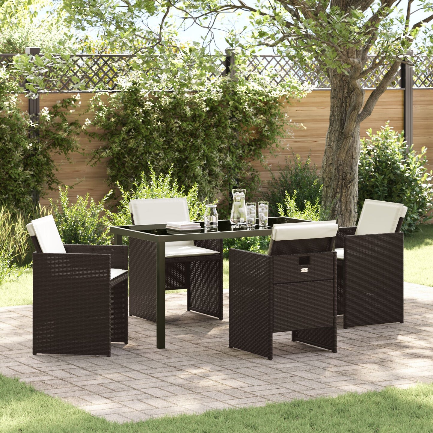 5 Delige Tuinset Met Kussens Bruine Poly Rattan
