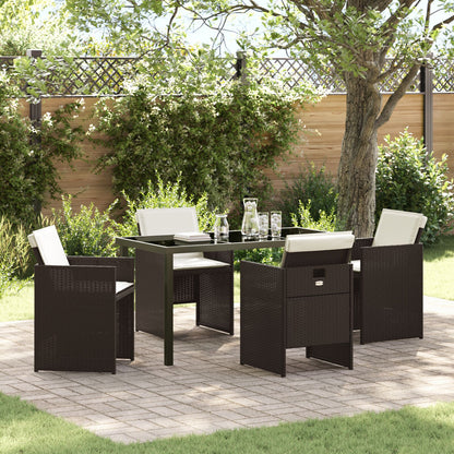 5 Delige Tuinset Met Kussens Bruine Poly Rattan