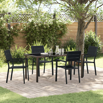 5-Delige Tuin Eetset Zwart Hdpe