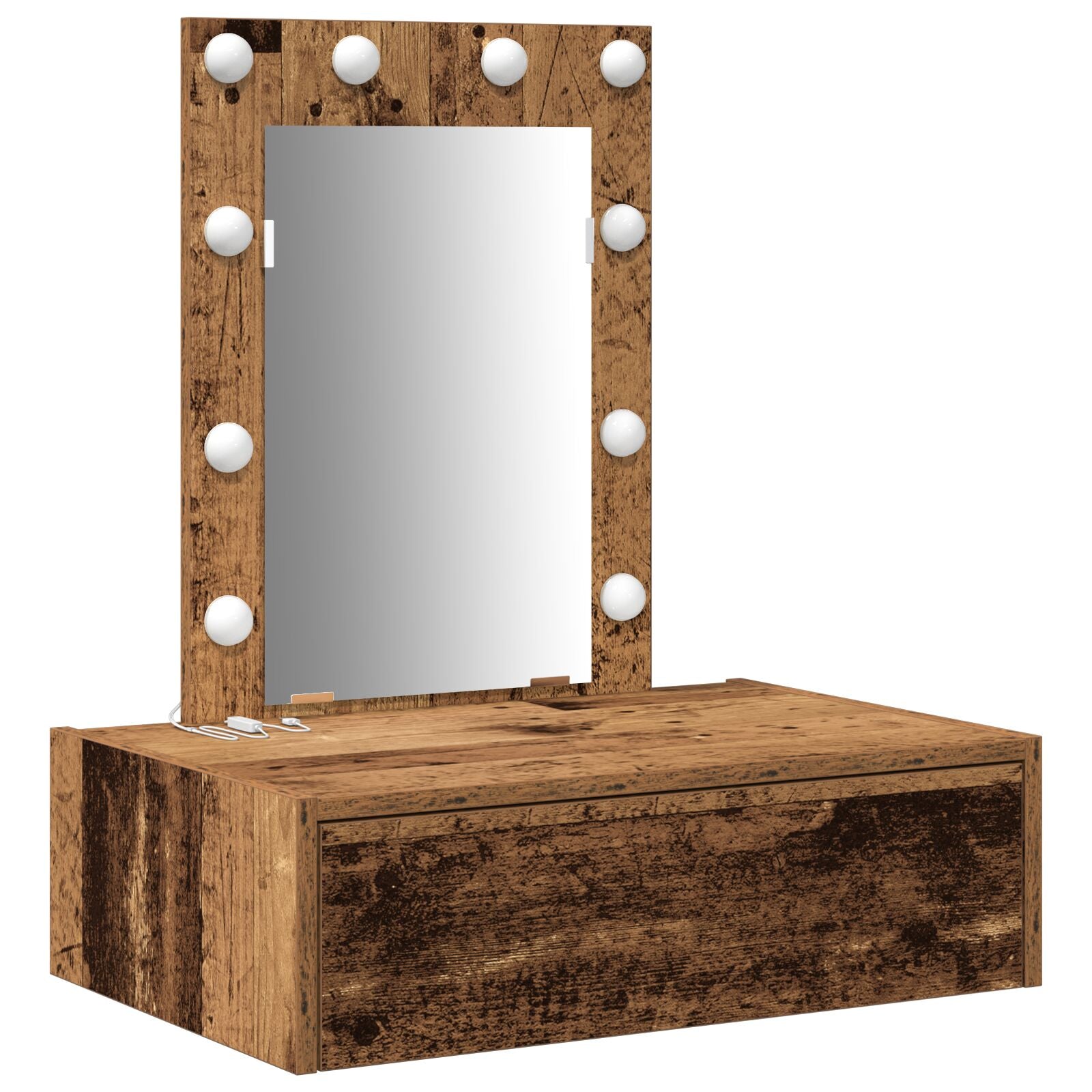 Wandkaptafel Verlichting - 60 x 40 x 70 cm Oude Hout met LED