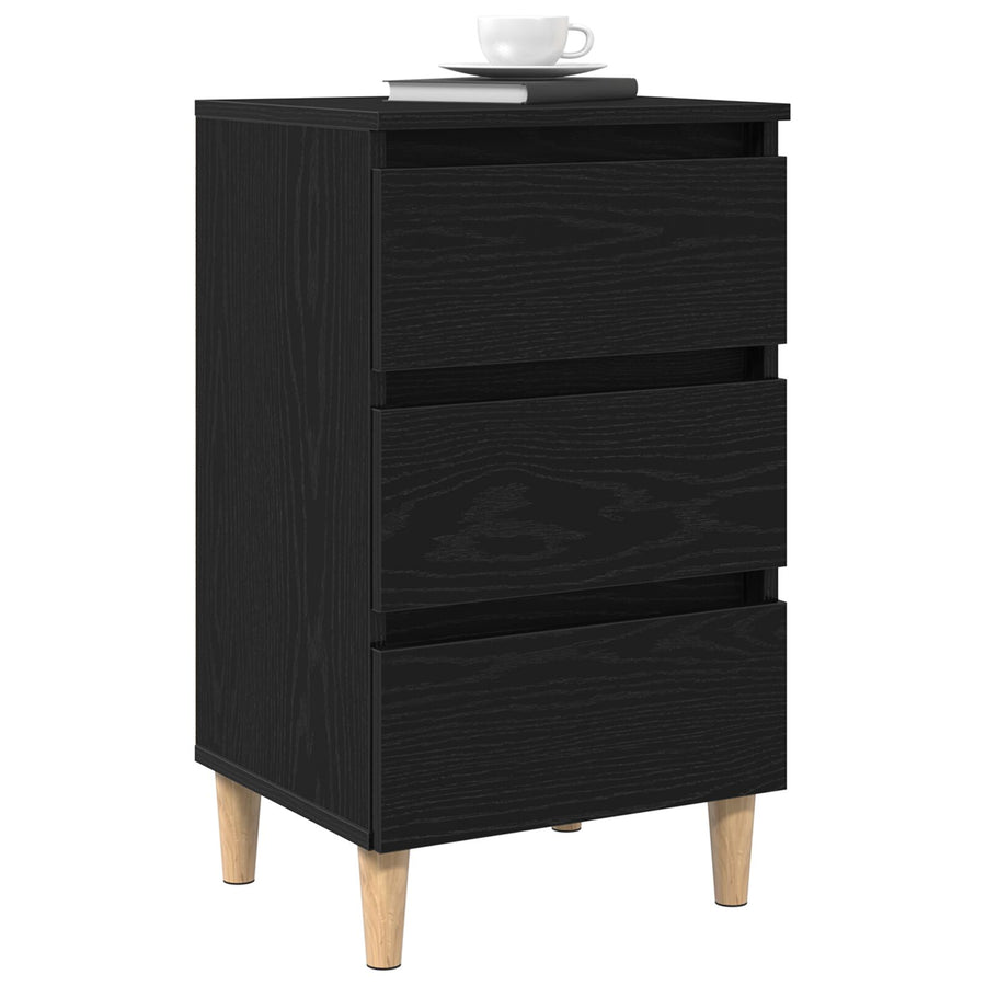 Nachtkastje Met Houten Poot 40X35X69 Cm Zwart eiken