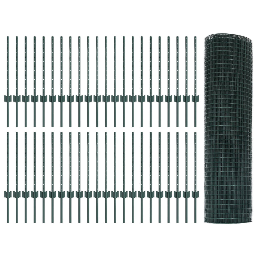 Gelaste Draadhek Met 44 U-Palen Groen 0.6X100 M Staal
