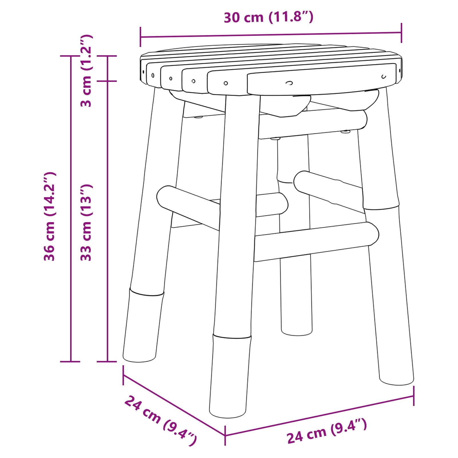 Lage Kruk Rond Ø30X36 Cm Bamboe