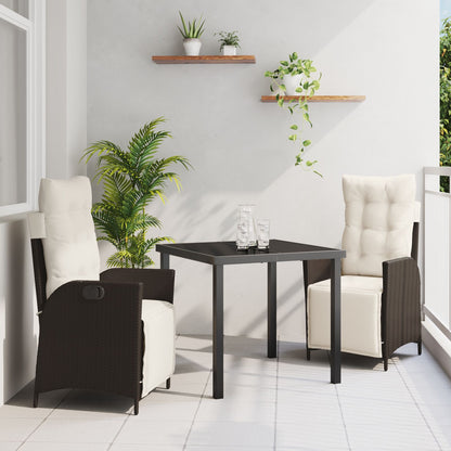 3-Delige Tuin Eetset Bruin Poly Rattan