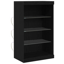 Dressoir Met Led-Verlichting Zwart Eiken 60,5X37X100 Cm