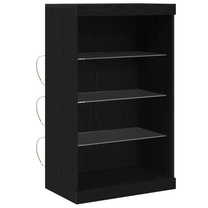 Dressoir Met Led-Verlichting Zwart Eiken 60,5X37X100 Cm