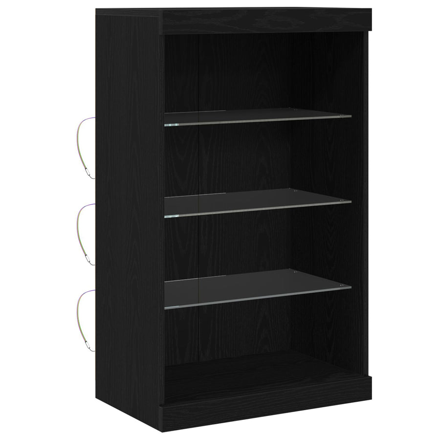 Dressoir Met Led-Verlichting Zwart Eiken 60,5X37X100 Cm