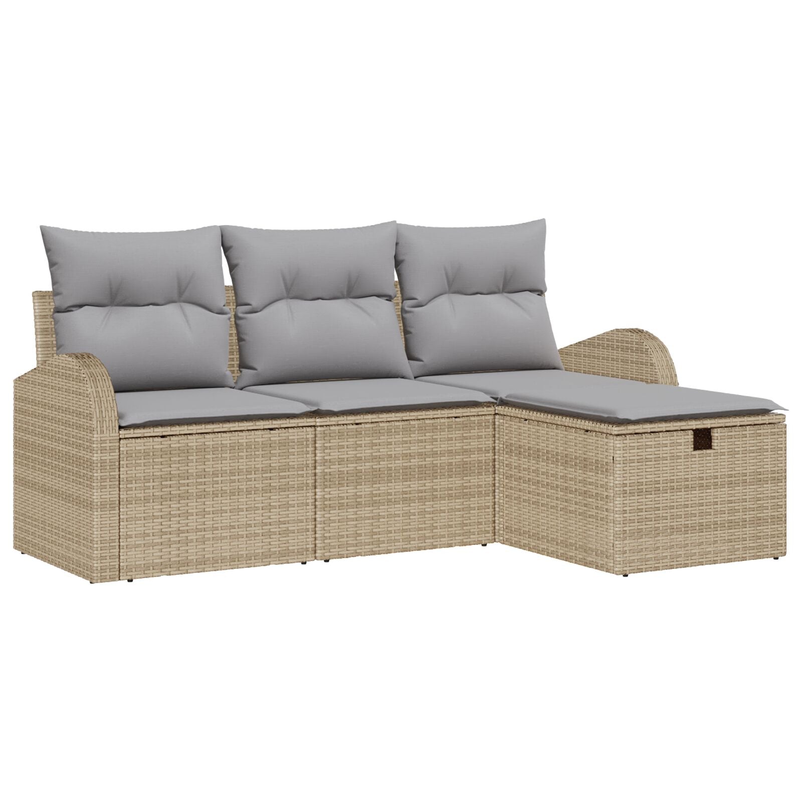 4-Delige Tuin Sofa Set Met Kussens Beige Poly Rattan, 2-Zits Tuin Sofa Met Opbergruimte & Kussens Beige Poly Rattan Wit