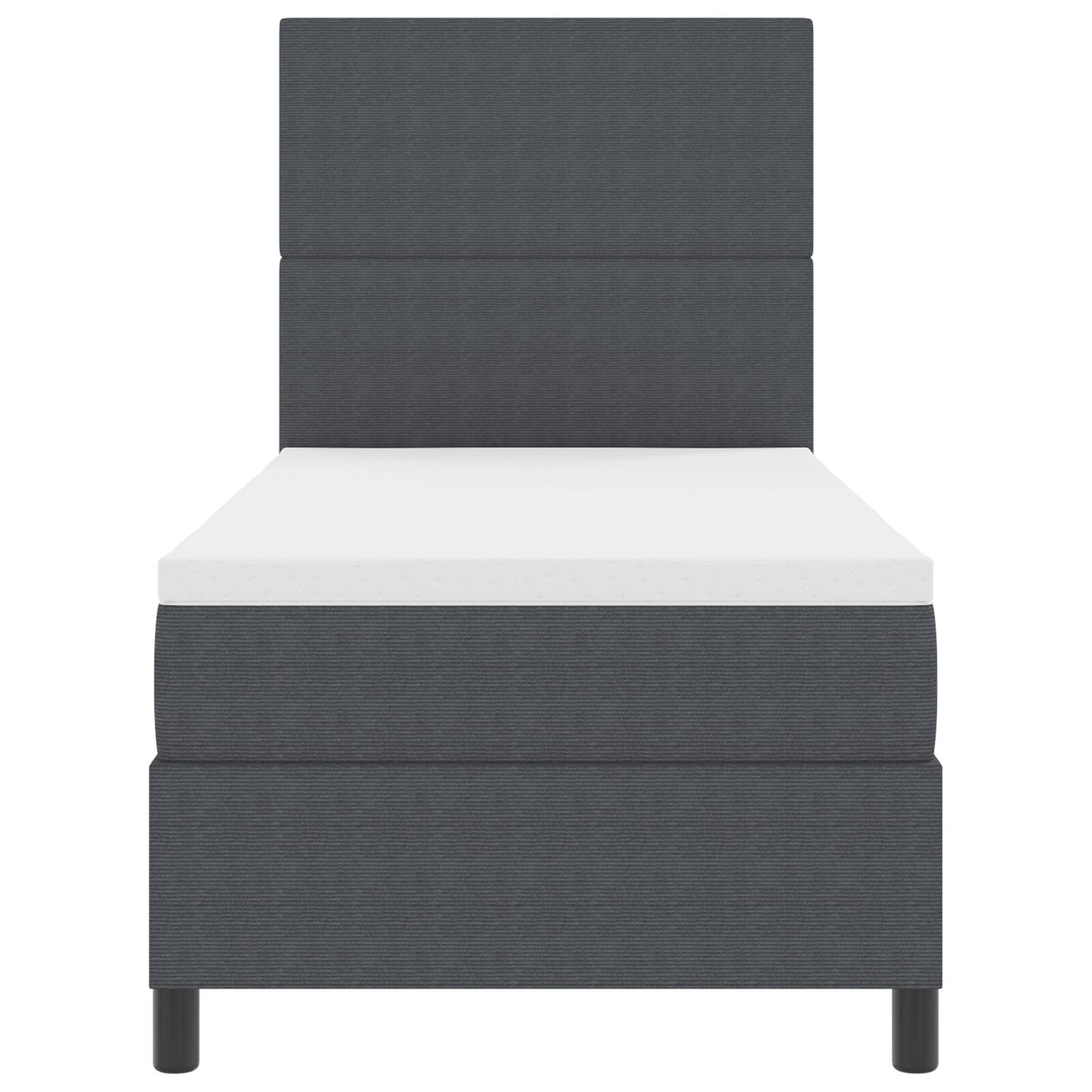 Boxspring Bed Met Matras Donkergrijs 90X200 Cm Corduroy Stof
