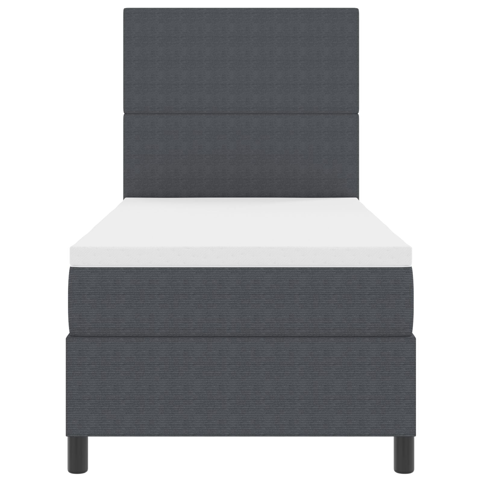 Boxspring Bed Met Matras Donkergrijs 90X200 Cm Corduroy Stof