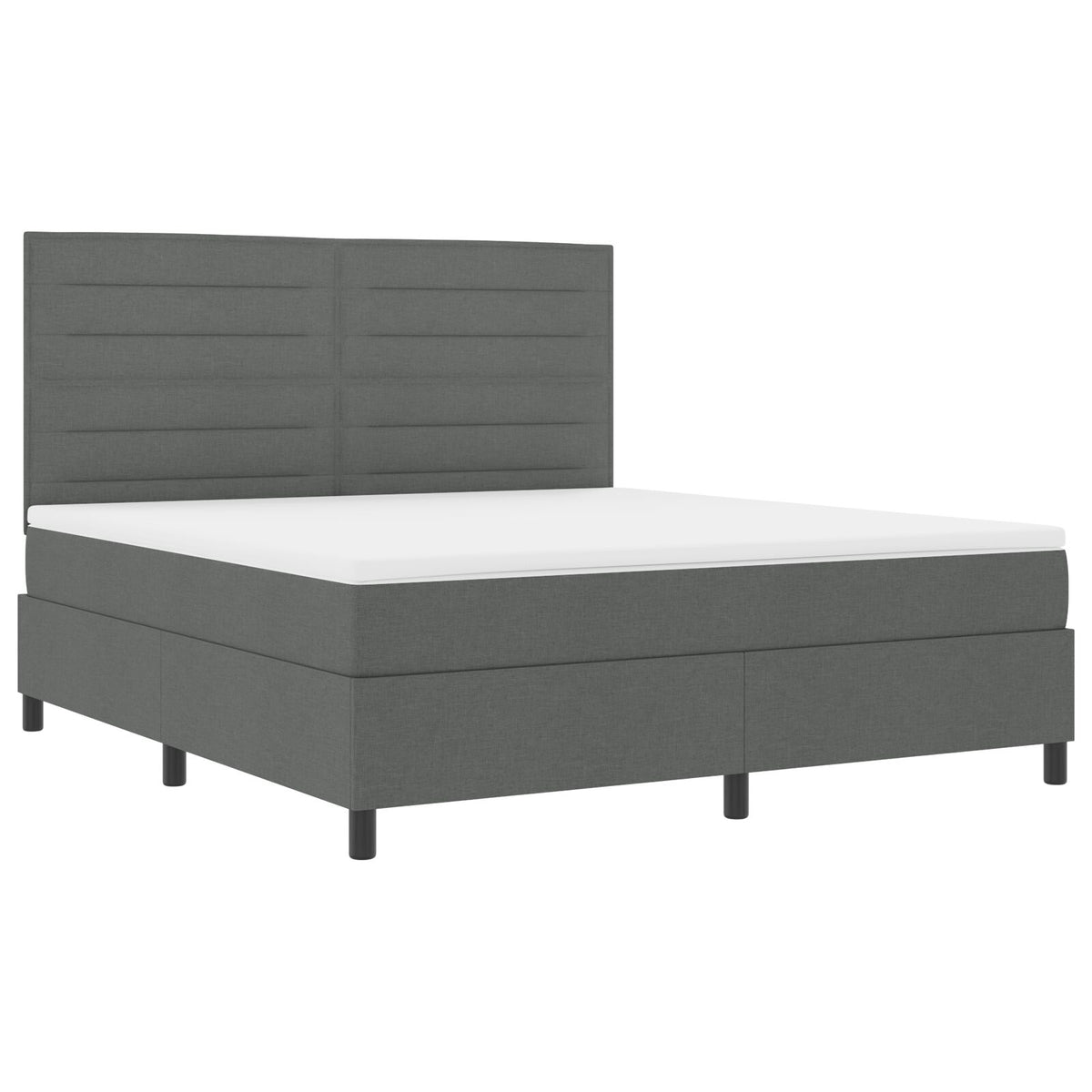 Boxspring Bed Met Matras Super King Stof Donkergrijs 180 x 200 cm Lijnen ontwerp