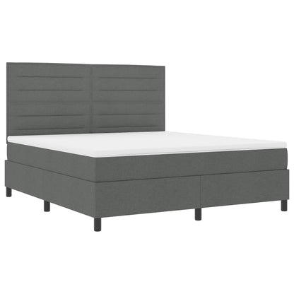 Boxspring Bed Met Matras Super King Stof Donkergrijs 180 x 200 cm Lijnen ontwerp