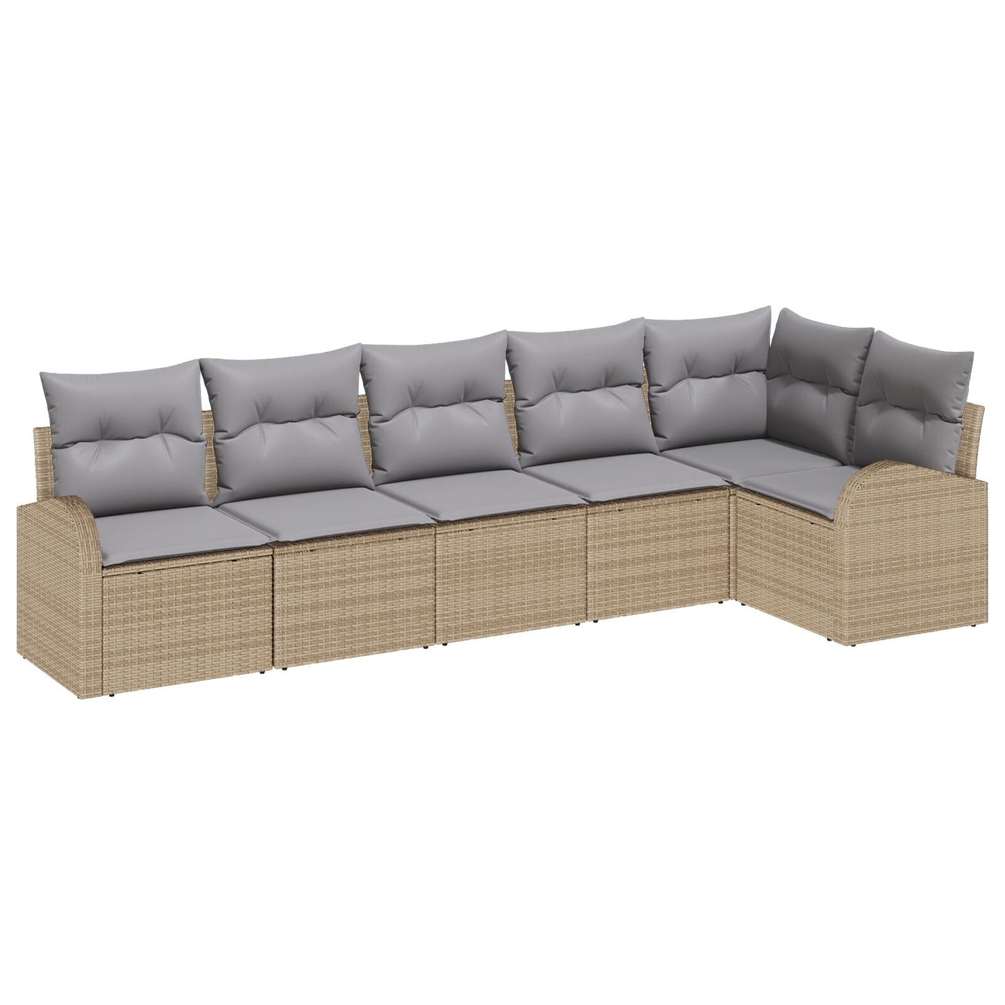 6-Delige Tuin Sofa Set Met Kussens Poly Rattan Beige en grijs zonder tafel