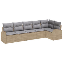 6-Delige Tuin Sofa Set Met Kussens Poly Rattan Beige en grijs zonder tafel