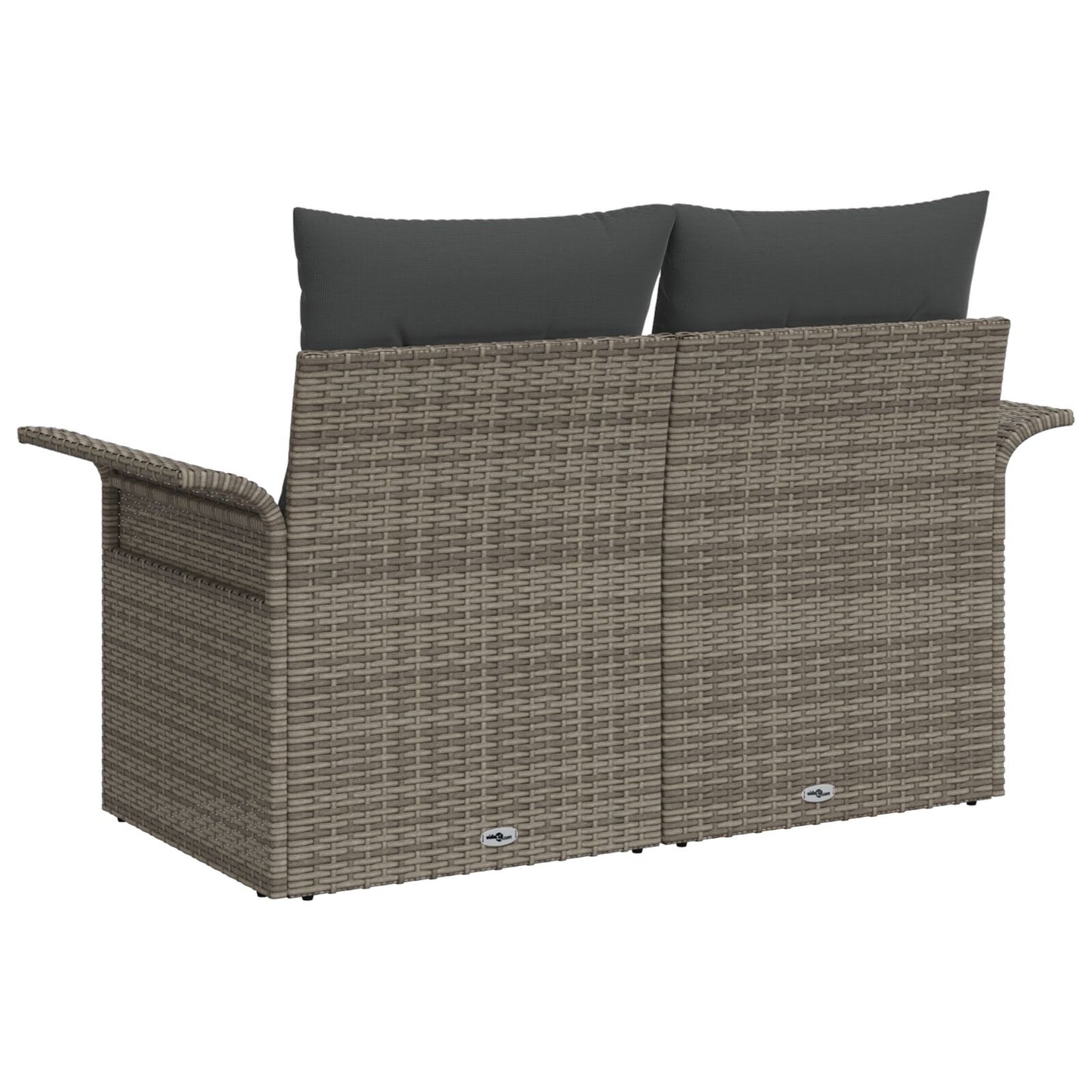 2-Zits Tuinbank Met Kussens Poly Rattan Grijs zonder opslag