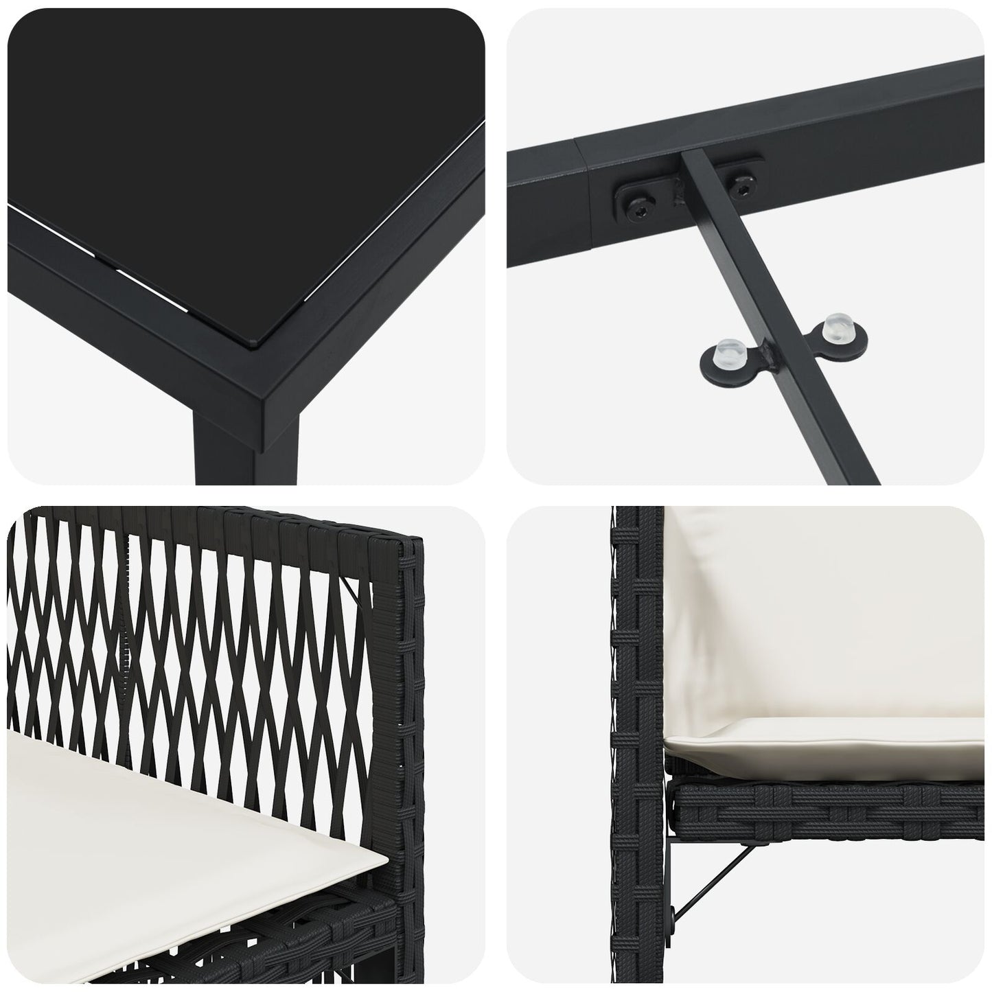 5-Delige Tuin Set Met Kussens Zwart Poly Rattan