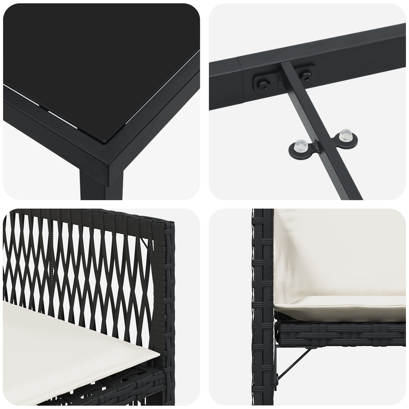 5-Delige Tuin Set Met Kussens Zwart Poly Rattan