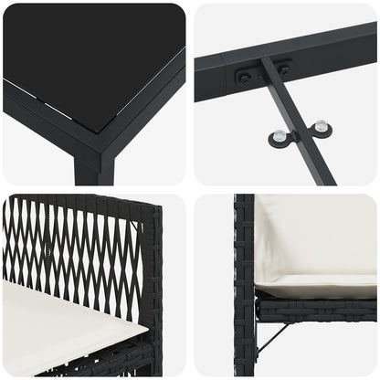 5-Delige Tuin Set Met Kussens Zwart Poly Rattan