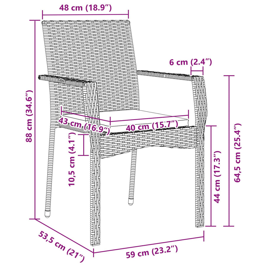 5-Delige Tuin Dining Set Met Kussens Zwart Poly Rattan