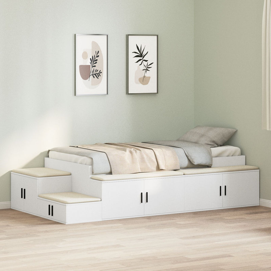 Opbergbedframe Wit 75X190 Cm Artisanaal Eiken
