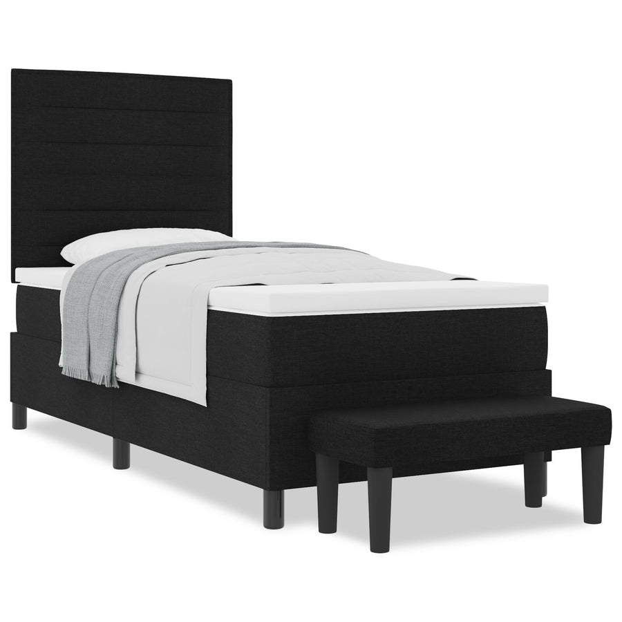 Boxspringbed Met Matras & Bank Stof Zwart 90 x 190 cm Lijnen ontwerp