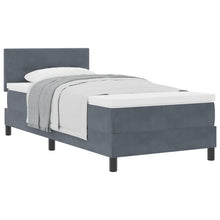 Boxspringbed Met Matras Donkergrijs 100X200 Cm Fluweel Blauw