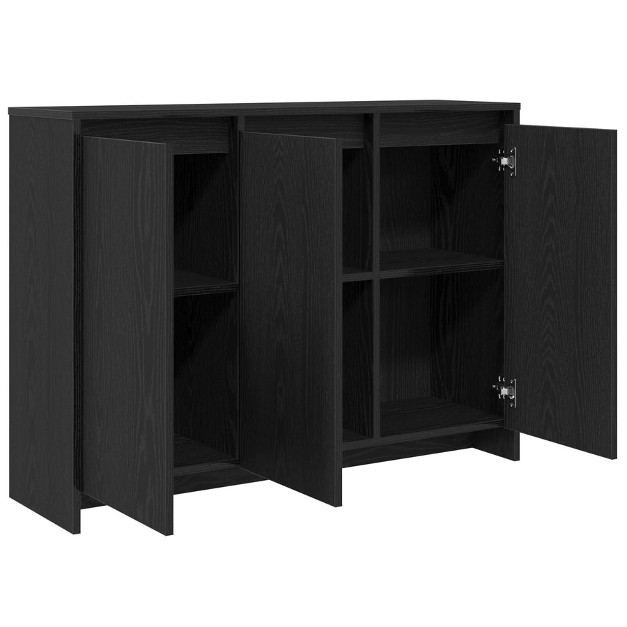 Dressoir Zwart Eiken 102X33X75 Cm Bewerkt Hout