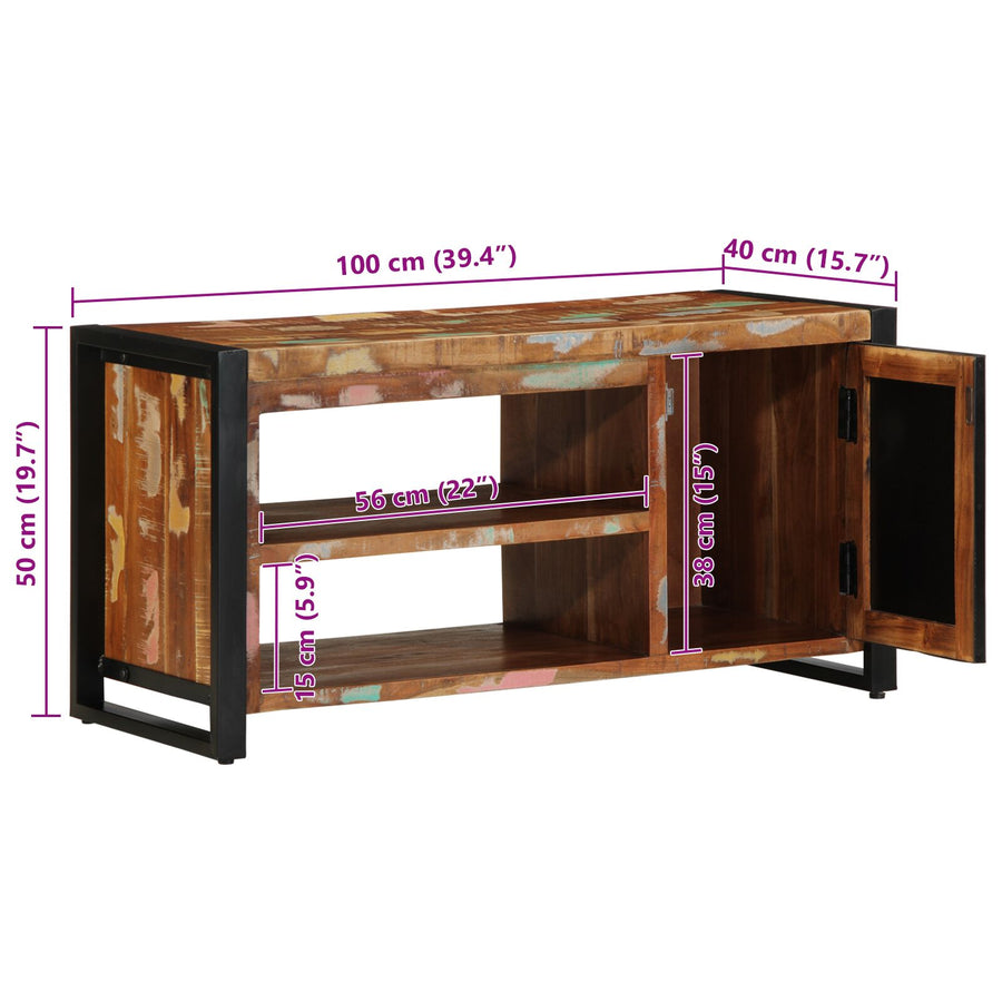 Schoenbank Meerkleurig 100X40X50 Cm Massief Gerecycled Hout