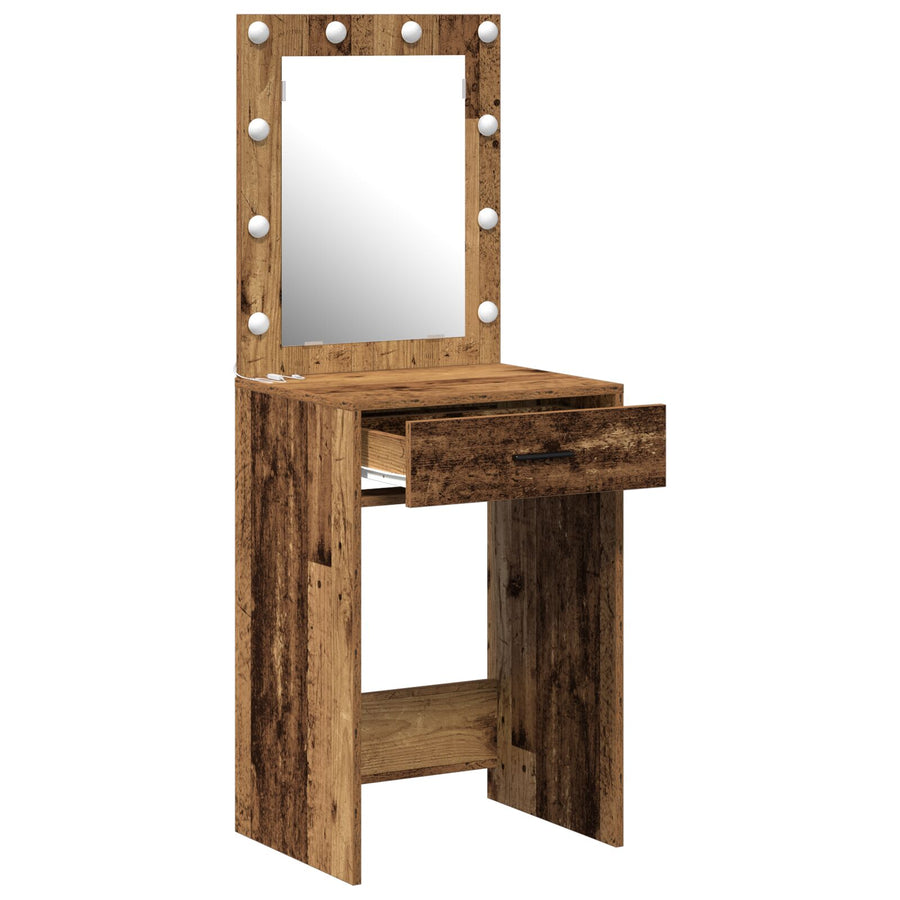 Kaptafel Met Led-Verlichting Oud hout 50 x 41 x 135 cm