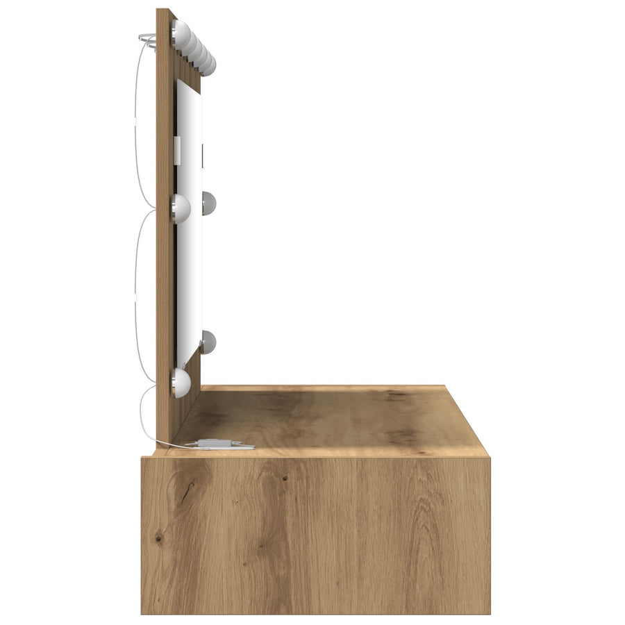 Wand Kaptafel Lichten 100 x 40 x 70 cm Ambachtelijk eiken met LED
