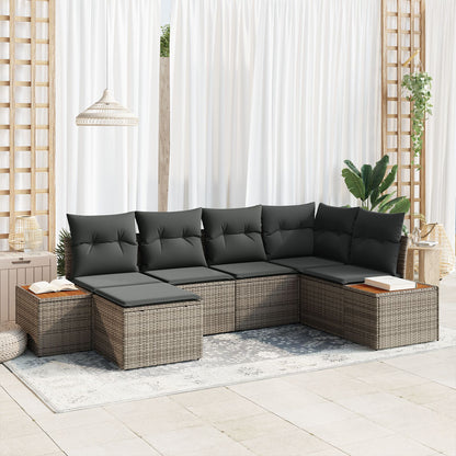 6-Delige Tuin Sofa Set Met Kussens Grijs Poly Rattan Acacia