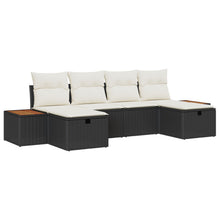 6 Delige Tuin Sofa Set Met Kussens Zwart Poly Riet