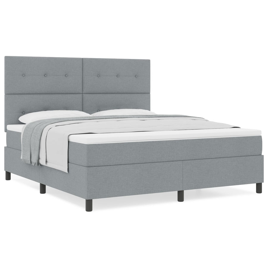 Boxspringbed Met Matras Lichte Grijs Super King Stof Lichtgrijs 180 x 200 cm Knop-geknopt