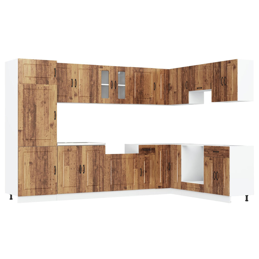Keuken Kabinet 'Kalmar' Met Dubbele Wasbakken Oud Hout Gefabriceerd Hout Oude hout