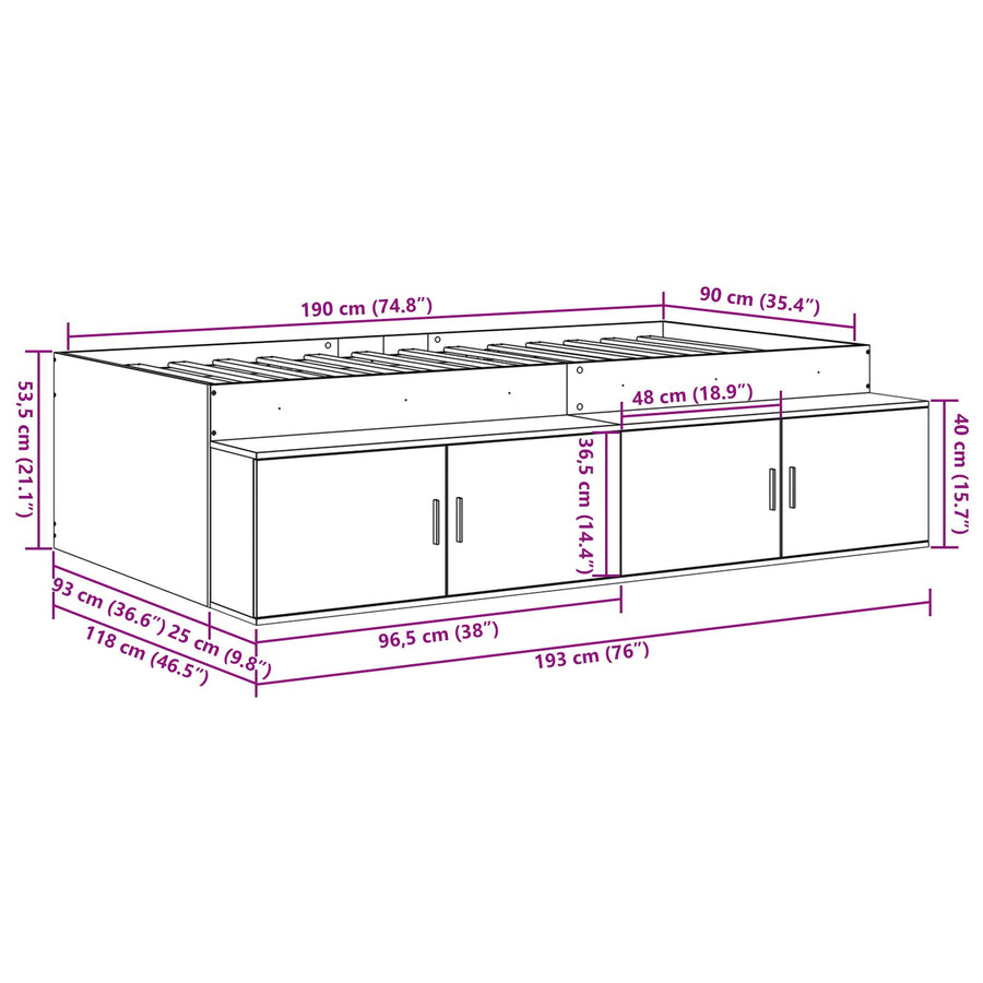 Opbergbadframe Gerookt Eik 90X190 Cm