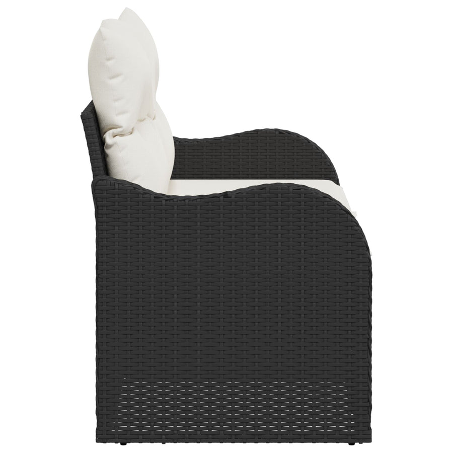2-Zits Tuinsofa Met Kussens Poly Rattan Zwart en crème zonder opbergruimte
