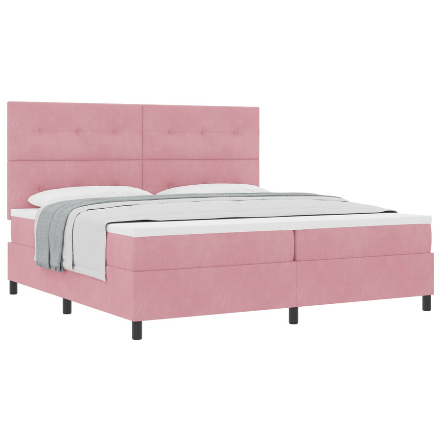 Boxspring Bed Met Matras Roze 200X200 Cm Fluweel Blauw